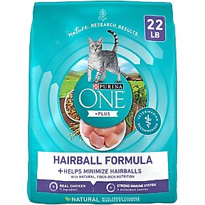 Purina ONE +Plus Hairball Formula Natural Adult Dry Cat Food, 22-lb bag