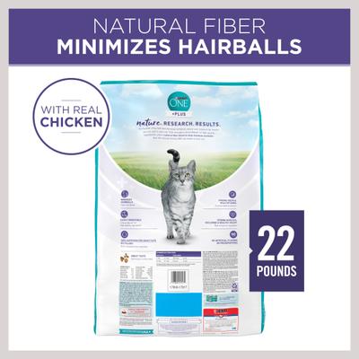 Show full view: Purina ONE +Plus Hairball Formula Natural Adult Dry Cat Food, 22-lb bag slide 3 of 13