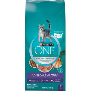 Purina ONE +Plus Hairball Formula Natural Adult Dry Cat Food, 7-lb bag