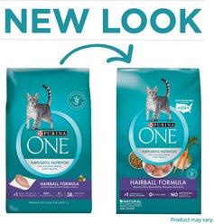 Purina ONE +Plus Hairball Formula Natural Adult Dry Cat Food, 7-lb bag slide 2 of 9
