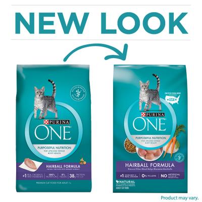 Show full view: Purina ONE +Plus Hairball Formula Natural Adult Dry Cat Food, 7-lb bag slide 3 of 13