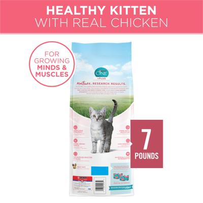 Show full view: Purina ONE +Plus Healthy Kitten Muscle Vision & Brain Development Natural Dry Cat Food, 7-lb bag slide 3 of 11