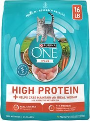 Purina ONE +Plus Ideal Weight Natural High Protein Adult Dry Cat Food, 16-lb bag
