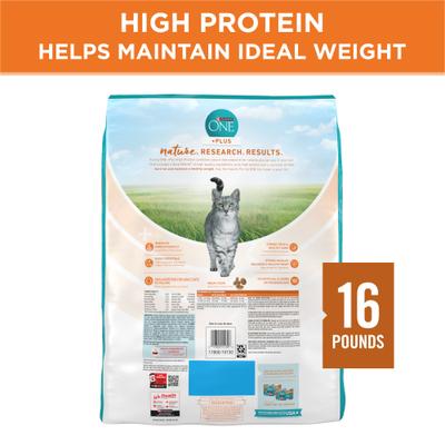 Show full view: Purina ONE +Plus Ideal Weight Natural High Protein Adult Dry Cat Food, 16-lb bag slide 3 of 10