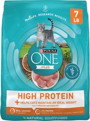 Purina ONE +Plus Ideal Weight Natural High Protein Adult Dry Cat Food, 7-lb bag