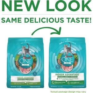 Purina ONE +Plus Indoor Advantage Adult Natural, Low Fat, Weight Control, Indoor Real Turkey Dry Cat Food, 22-lb bag