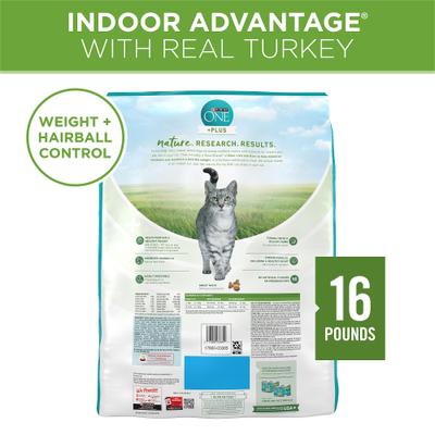 Show full view: Purina ONE +Plus Indoor Advantage with Real Turkey Weight-Control & Hairball Adult Dry Cat Food, 32-lb bundle  slide 3 of 11