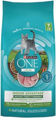 Show full view: Purina ONE +Plus Indoor Advantage with Real Turkey Weight-Control & Hairball Adult Dry Cat Food, 7-lb bag slide 1 of 12
