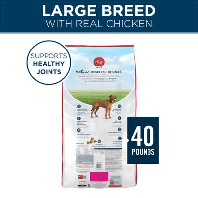 Show full view: Purina ONE +Plus Natural Large Breed Chicken Muscle & Joint Support Dry Dog Food, 40-lb bag slide 3 of 11