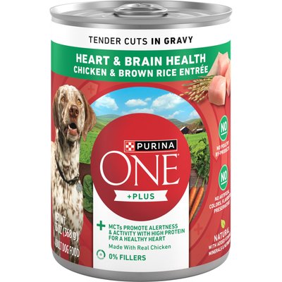 Purina ONE Purina ONE Plus Tender Cuts in Gravy Heart & Brain Chicken & Brown Rice Entree Natural Wet Dog Food, 13-oz can, case of 12