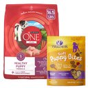 Purina ONE SmartBlend Healthy Puppy Formula Dry Food + Wellness Soft Puppy Bites Lamb & Salmon Recipe Grain-Free Dog Treats