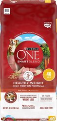 Purina ONE SmartBlend Healthy Weight High Protein Formula Adult Dry Food + Milk-Bone Original Large Biscuit Dog Treats slide 2 of 9