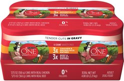 Purina ONE SmartBlend Tender Cuts in Gravy Variety Pack Wet Dog Food, 13-oz, case of 6 slide 1 of 9