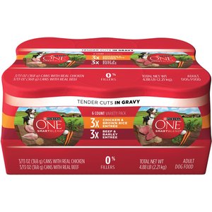 Purina ONE SmartBlend Tender Cuts in Gravy Variety Pack Wet Dog Food, 13-oz, case of 6