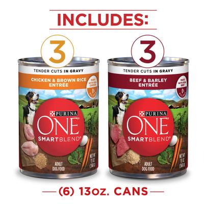 Show full view: Purina ONE SmartBlend Tender Cuts in Gravy Variety Pack Wet Dog Food, 13-oz, case of 6 slide 3 of 11