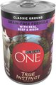 Purina ONE SmartBlend True Instinct Classic Ground Real Beef & Bison Grain-Free Wet Dog Food, 13-oz can, c...