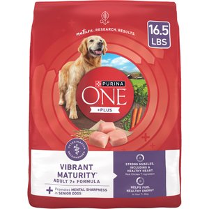 Purina ONE SmartBlend Vibrant Maturity 7+ Chicken Formula Adult Premium Dry Dog Food, 16.5-lb bag