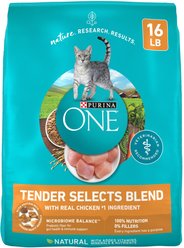 Purina ONE Tender Selects Blend with Real Chicken Digestive Formula Dry Cat Food, 16-lb bag slide 1 of 7
