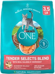 Purina ONE Tender Selects Blend with Real Salmon Dry Cat Food, 3.5-lb bag