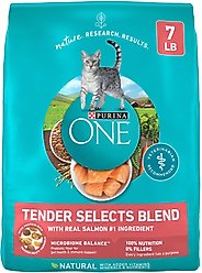 Purina ONE Tender Selects Blend with Real Salmon Dry Cat Food, 7-lb bag