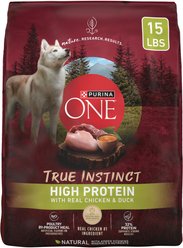 Purina ONE True Instinct Chicken & Duck High Protein Dry Dog Food, 15-lb bag