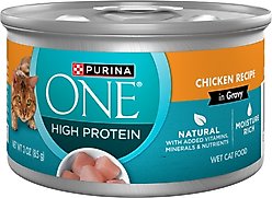 Purina ONE Natural Chicken in Gravy High Protein Wet Cat Food, 3-oz can, case of 24