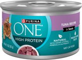 Purina ONE Natural Tuna in Sauce High Protein Wet Cat Food, 3-oz can, case of 24