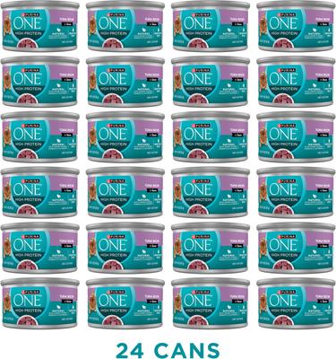 Show full view: Purina ONE Natural Tuna in Sauce High Protein Wet Cat Food, 3-oz can, case of 24 slide 3 of 11