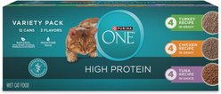 Purina ONE Natural Turkey, Chicken & Tuna Variety Pack High Protein Wet Cat Food, 3-oz can, bundle of 36 
