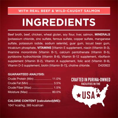 Show full view: Purina ONE True Instinct Variety Pack High Protein Tender Cuts in Gravy Chicken & Duck, Beef & Salmon Wet Dog Food, 13-oz can, case of 12 slide 8 of 10