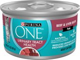 Purina ONE Urinary Tract Health Beef & Liver Recipe Wet Cat Food, 3-oz can, case of 24