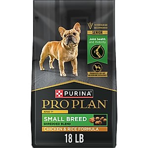 Purina Pro Plan Complete Essentials Adult 7+ Shredded Blend Adult Chicken & Rice High Protein Formula with Probiotics Small Breed Dry Dog Food, 18-lb bag