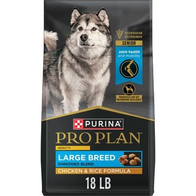 Purina Pro Plan Purina Pro Plan Complete Essentials Large Breed Adult 7+ Shredded Blend Chicken & Rice High Protein Formula with Probiotics Dry Dog Food, 18-lb bag