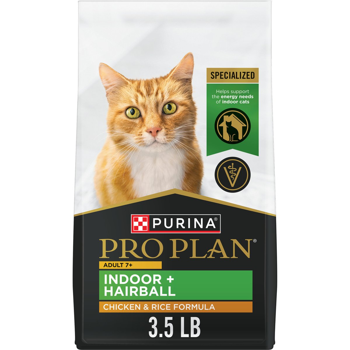 Purina Pro Plan Adult 7 Plus Indoor Chicken & Rice Formula High Protein Dry Cat Food, 3.5-lb bag