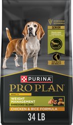 Purina Pro Plan Adult 7 Plus Weight Management Shredded Blend Chicken & Rice Formula Senior Dry Dog Food, 34-lb bag