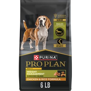 Purina Pro Plan Adult 7 Plus Weight Management Shredded Blend Chicken & Rice Formula Senior Dry Dog Food, 6-lb bag