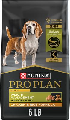 Show full view: Purina Pro Plan Adult 7 Plus Weight Management Shredded Blend Chicken & Rice Formula Senior Dry Dog Food, 6-lb bag slide 1 of 12
