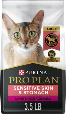Show full view: Purina Pro Plan Adult Sensitive Skin & Stomach Lamb & Rice Formula Dry Food, 3.5-lb bag + Focus Sensitive Skin & Stomach Duck & Arctic Char Variety Pack Canned Cat Food slide 2 of 9
