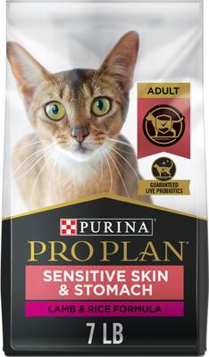 Show full view: Purina Pro Plan Adult Sensitive Skin & Stomach Lamb & Rice Formula Dry Food, 7-lb bag + Focus Sensitive Skin & Stomach Duck & Arctic Char Variety Pack Canned Cat Food slide 2 of 9