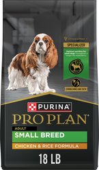 Purina Pro Plan Adult Small Breed Chicken & Rice Formula Dry Dog Food, 18-lb bag