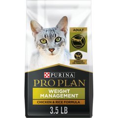 Purina Pro Plan Adult Weight Management Chicken & Rice Formula Dry Cat Food, 3.5-lb bag