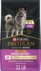 Purina Pro Plan AdvantEDGE Senior Support Plus Shredded Blend Chicken & Rice Formula Dry Dog Food, 22-lb bag