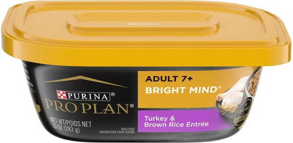 Purina Pro Plan Bright Mind Adult 7+ Turkey & Brown Rice Entree Dog Food Tray