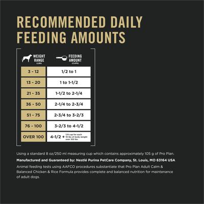 Show full view: Purina Pro Plan Calm & Balanced Chicken & Rice Calming Dog Dry Food, 30-lb bag slide 9 of 11