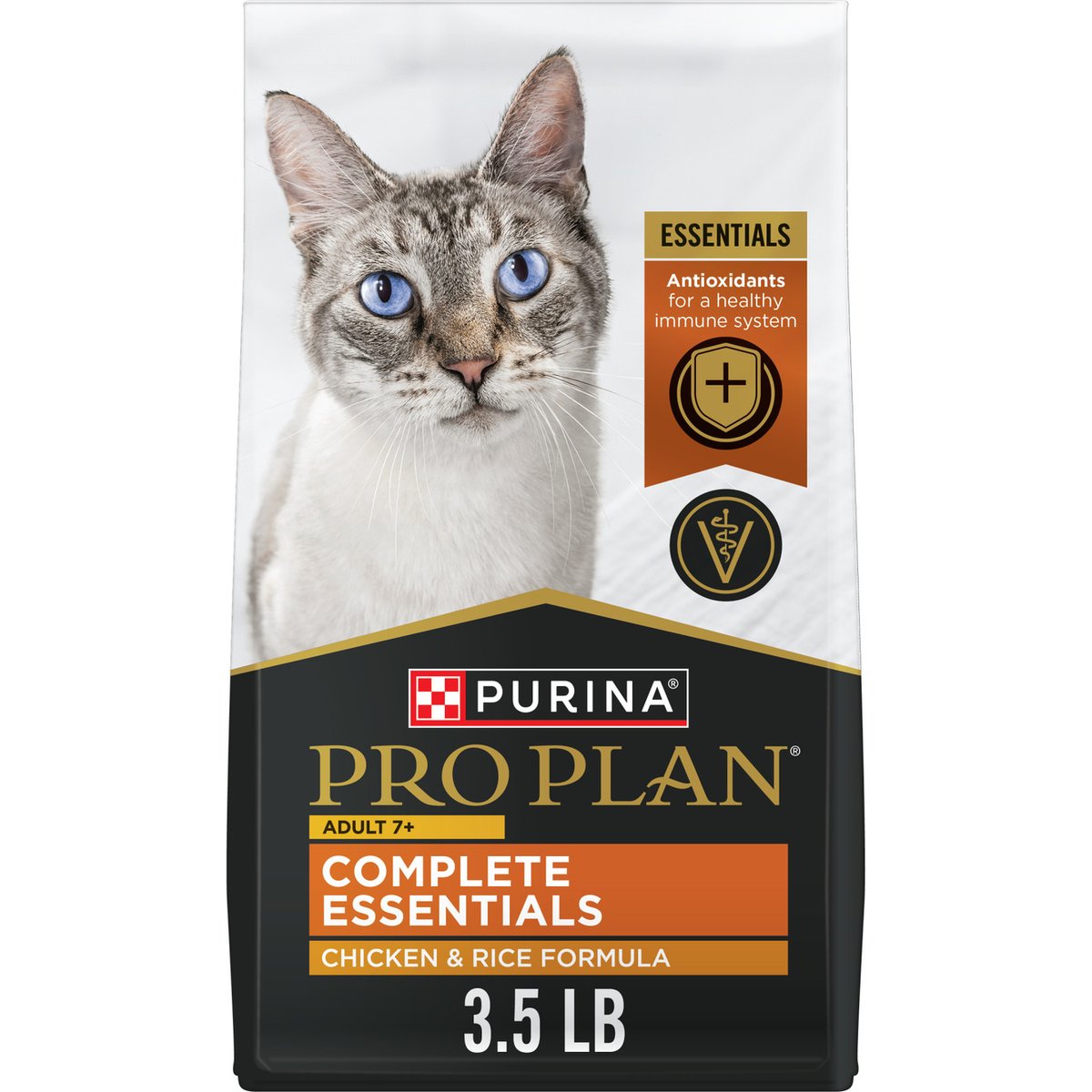 Purina Pro Plan Complete Essentials 7+ Chicken & Rice Natural Senior Dry Cat Food, 3.5-lb bag