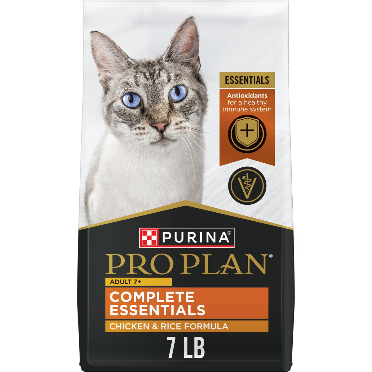 Purina Pro Plan Complete Essentials 7+ Chicken & Rice Natural Senior Dry Cat Food, 7-lb bag