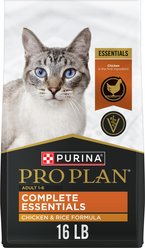 Purina Pro Plan Complete Essentials Chicken & Rice Formula Adult Dry Cat Food, 16-lb bag