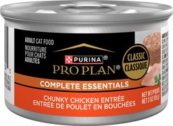 Purina Pro Plan Complete Essentials Classic Chunky Chicken Entree Adult Wet Cat Food, 3-oz can, case of 4