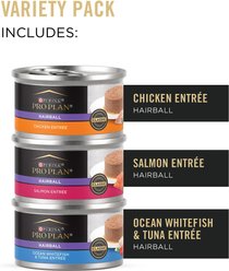 Purina Pro Plan Hairball Entrees Control Variety Pack Wet Cat Food, 3-oz can, case of 24 slide 2 of 9
