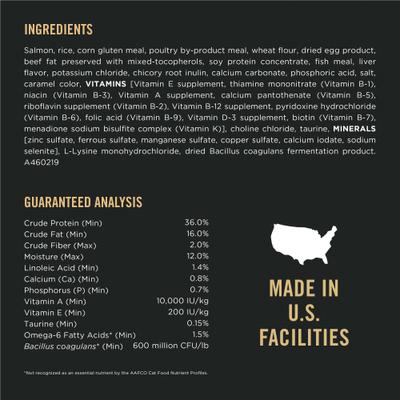 Show full view: Purina Pro Plan LiveClear Probiotic High Protein Salmon & Rice Formula Dry Cat Food, 3.5-lb bag slide 6 of 12